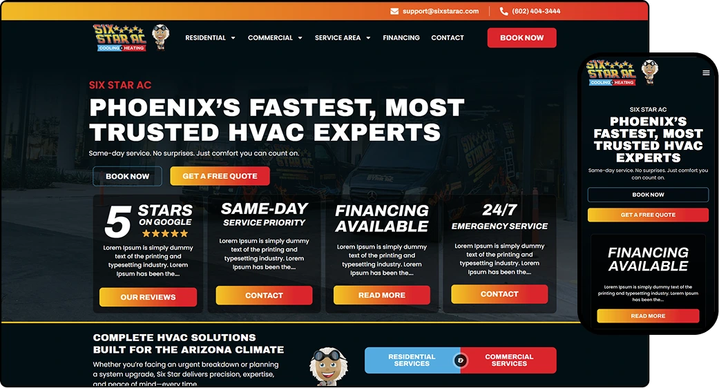 HVAC company custom website design